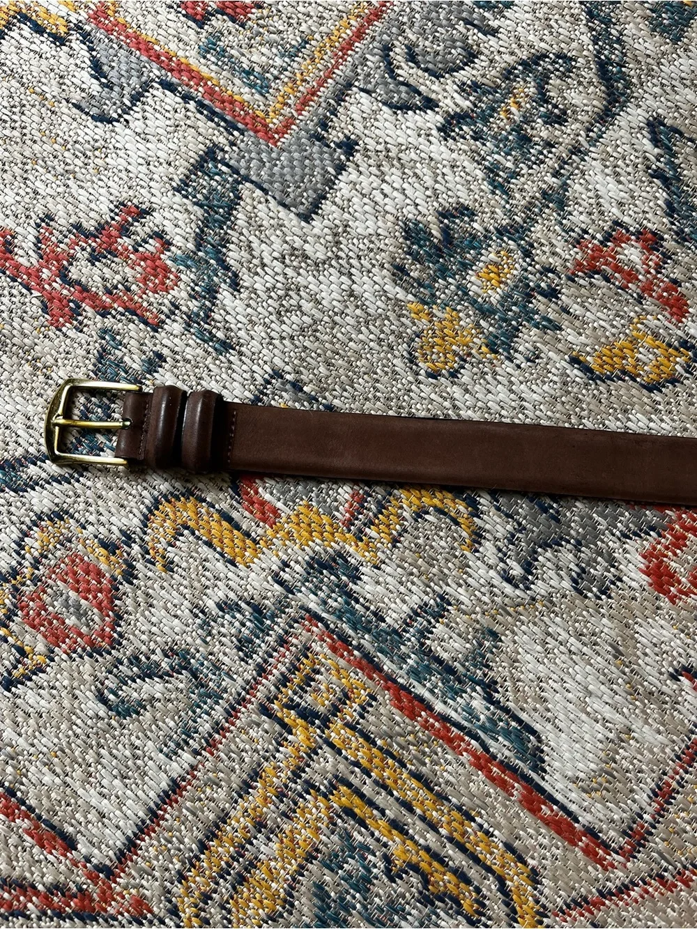 Martin Dingman Brown Leather Belt with Brass Buckle Size 34